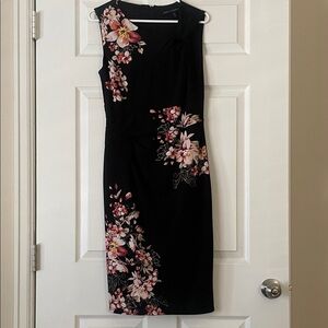 White House Black Market Black Floral Midi Dress